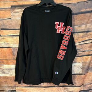 Champion Men's Black XL Long Sleeve T-Shirt University of Houston Cougars Cotton